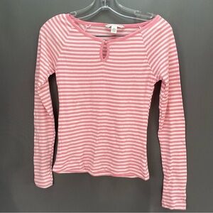 BANANA REPUBLIC Pink striped keyhole top